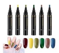 Gel Nail Polish Pens, Quick-Dry Nails Polish Markers, 6 Vibrant Colors with Smooth No-Uv Application for Professional Manicure Painting Home Salon Travel Beauty Sessions