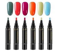 Gel Nail Polish Pens, Quick-Dry Nails Polish Markers, 6 Vibrant Colors with Smooth No-Uv Application for Professional Manicure Painting Home Salon Travel Beauty Sessions