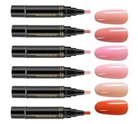 Gel Nail Polish Pens, Quick-Dry Nails Polish Markers, 6 Vibrant Colors with Smooth No-Uv Application for Professional Manicure Painting Home Salon Travel Beauty Sessions