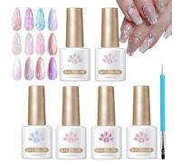 Gel Nail Polish, Shimmer Nail, Glitter Fingernail Art - 6 Colors Polish Set For At-Home Salon Manicure, 7ml X 6 Pieces Perfect For Women And Girls' Designs