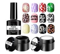Gel Nail Set - Nail Painting White And Black Poking Gel | 3-Piece Multifunctional Manicure Tools For Adults Beginners Home Salon Drawing Painting Lace Wave Flower Christmas