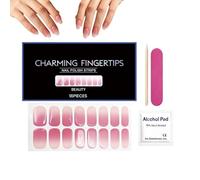 Gel Nail Stickers,Soft Adhesive Long Lasting No UV Required Wraps | Nail Polishing Strips | for Women Dashing Spring Summer Birthday Valentine Wedding Party Travel Salon Home