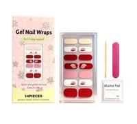 Gel Nail Strips, 14-Piece Art Decals, Chip-Resistant, No Lamp Needed Gel Polish Strips, Includes File & Wooden Stick, for Glossy Finish, Christmas, Salon-Quality, Long-Lasting Decorations