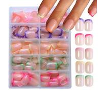 Gel Nail Tips, 240Pcs Press on Nails French Tips, Short Square False Nails, False Nail Kit, 5 Colores, para Profesionales de Uñas, Principiantes y Aficionados a Decoración DIY