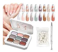 Gel Paint Nail, 9 Colours Nails Art Gel Palette, Professional Manicures, Sponges and Metal Grabber, Long-Lasting Polish Kit for Salon Styling, Weddings, Parties, Home Use