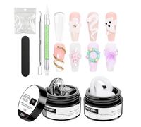 Gel para esculpir uñas: aplicación de extensión sólida antiadherente, 15 ml x 2 tubos grandes, moldes para uñas de 24 piezas, herramienta de bolígrafo de doble punta, para pulir