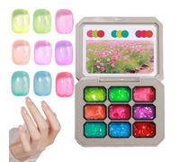 Gel para uñas, pegamento para uñas, juego de arte de 9 colores, pasta de modelado natural sólida duradera fácil de usar para salón y uso privado en viajes mujeres