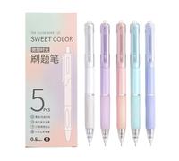 Gel Pen Set - Students Gel Ink Pens | 5 Piece Writing Color Pens | 0.5mm Retractable Fine Tip Ink Pen For Drawing Sketching Journaling Notes School Office Use, Vibrant Artistic Stationery Set For Cre