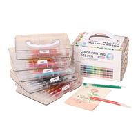 Gel Pens, Craft Markers, Colored Smooth Writing Ink Pen with Large Capacity, 9.65x8.27x7.09 Inches Versatile Crafting & Artwork Tools, Storage Box for Drawing, Doodling, Scrapbooking, and Journaling