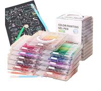 Gel Pens, Craft Markers, Colored Smooth Writing Ink Pen with Large Capacity, 9.65x8.27x7.09 Inches Versatile Crafting & Artwork Tools, Storage Box for Drawing, Doodling, Scrapbooking, and Journaling