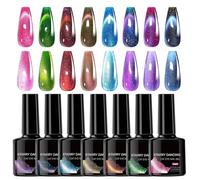 Gel Polish Magnetic, Cat EyeNail Gel Set, 8-Color Shimmering UV-LED Soak-Off Manicure Kit, Glossy Finish forNail Art, Wedding Daily Travel, Professional-Grade NailTools