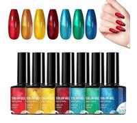 Gel Polish, Rainbow Set, 7 Piece Colorful Manicure Kit, Glossy Glue for Detailing, Lining, Styling at Home, Daily Use, Holiday Travel, Wedding Prep, Salon Beauty, Professional Enthusiasts