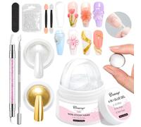 Gel Solido 3D para Uñas BISHENGYF: Gel Construcción Esculpido 30g No Pegajoso con Polvos Efecto Espejo Uña Dorado Polvo Cromado Perla Blanca, Escultura Extensiones Glue 3D Uñas Principiantes Salón DIY
