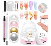 Gel Solido 3D para Uñas BISHENGYF: Gel Construcción Esculpido 30g No Pegajoso con Polvos Efecto Espejo Uña Perla Blanco/Plateado/Rosa/Dorado, Escultura Extensione Glue 3D Uñas Principiantes Salón DIY