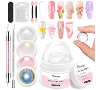 Gel Solido 3D para Uñas BISHENGYF: Gel Construccións Esculpido 30g No Pegajoso con Polvos Efecto Espejo Uña Perla Amarillo/Rosa/Holo/Blanco, Escultura Extensiones Glue 3D Uñas Principiantes Salón DIY
