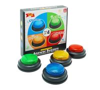 Gelabur Juego de 4 zumbadores para juegos de trivia, zumbadores de respuesta para aula, zumbador de peligro de peleas familiares, zumbadores de juego con luces y sonido para aula, botones de zumbador
