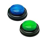 Gelabur Paquete de 2 zumbadores para juegos de trivia, zumbadores de respuesta para aula, zumbador de peligro de peleas familiares, zumbadores de juego con luces y sonido para aula, botones de