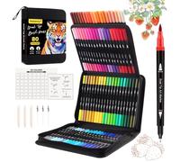 Gelanty Rotuladores Lettering, 80 Colores punta pincel kit, Rotuladores Doble Punta, Brush Pen para Bullet Journal, Libros para Colorear para Adultos