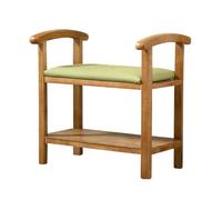 GELASIGE Banco de zapatos moderno y simple de madera maciza con reposabrazos para almacenamiento doméstico y banco de zapatos sentado para entrada