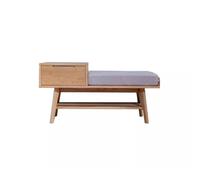 GELASIGE Banco de zapatos simple y moderno de madera maciza para el hogar con cajón, taburete de almacenamiento multifuncional, banco de zapatos para entrada