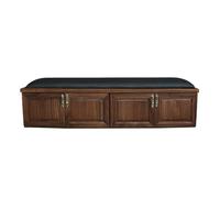 GELASIGE Banco para zapatos, taburete moderno de nogal negro, gabinete de almacenamiento, estilo chino, cambiador, banco de zapatos para entrada