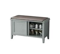 GELASIGE Banco para zapatos, taburete retro de madera maciza, mueble de porche, taburete pequeño, almacenamiento de zapatos, estilo europeo, banco de zapatos para entrada