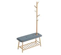 GELASIGE Banco zapatero con perchero, banco de entrada, asiento tapizado, estante de almacenamiento multifuncional para el hogar, oficina, dormitorio, banco de zapatos para entrada