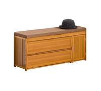 GELASIGE Banco zapatero de bambú de 2 niveles con asiento tapizado, zapatero de almacenamiento, para sala de estar, entrada, pasillo, zapatero, banco de zapatos para entrada