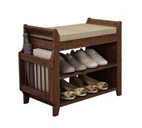 GELASIGE Banco zapatero de doble capa, cojín extraíble con cajón oculto, zapatero para sala de estar, dormitorio, pasillo, banco de zapatos para entrada (62 cm)