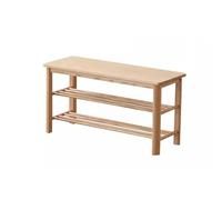 GELASIGE Banco zapatero de madera maciza, banco de entrada de 3 niveles, armario pequeño con espacio de almacenamiento. Dimensiones: 23 pulgadas (color madera cruda), banco de zapatos para entrada