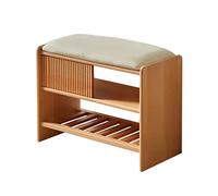 GELASIGE Banco zapatero de madera maciza para cambiar zapatos, se puede colocar en el taburete de zapatos en el taburete de la puerta en el gabinete de zapatos del hogar, taburete para sentarse en la