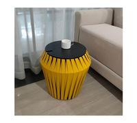 GELASIGE Zapatero banco para cambiar zapatos, taburete redondo de cuero empalmado, mesa auxiliar para sala de estar, mesa de esquina, mesa pequeña de café, taburete de almacenamiento, banco de zapatos