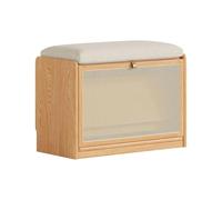 GELASIGE Zapatero de madera maciza, creativo, simple, para el hogar, tamaño pequeño, roble, ratán, almacenamiento, banco de zapatos para entrada