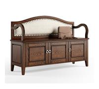 GELASIGE Zapatero de madera para cambiar zapatos, taburete nórdico para la puerta del hogar, taburete de zapatos, para entrar en la puerta, puede sentarse, almacenamiento de almacenamiento, banco de