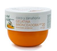Gelatina Aceleradora del Bronceado de Coco y Zanahoria 200 ml | Bronceador Corporal con SPF 20 | Potenciador del Bronceado Natural, Hidratante y Protector | Con Betacarotenos, Sin Parabenos