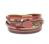 GelConnie Pulseras de cuero boho para mujer, pulseras de cuero multicapa para mujer, pulseras envolventes de cuero, pulseras bohemias, Cuero, no conocido