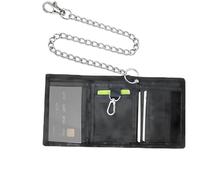 Geldbeutel Kinder, Herren Dreifache Geldtasche mit Kette Clip Geldbeutel Herren Klein Kinder Slim Geldbörse Jungen Kinder Geldbeutel Jungs Faltbare Portemonnaie für Kartenhalter Münztasche Schwarz