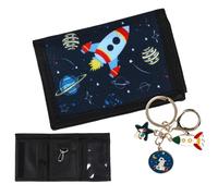 Geldbeutel Kinder mit einem Schlüsselanhänger Brustbeutel Kinder Portemonnaie Jungen Portmonee Kinderportmonee Jungen Mädchen Kindergeldbeutel Kinder Geldbörse Faltbar, Espacio espacial.