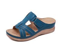 Gelentea Sandalias ortopédicas de punta abierta para mujer, vintage, antideslizantes, transpirables para el verano, Blue, 40 EU
