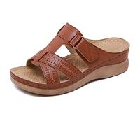 Gelentea Sandalias ortopédicas de punta abierta para mujer, vintage, antideslizantes, transpirables para el verano, Brown, 37 EU