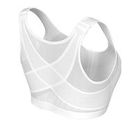Gelentea - Sujetador corrector de postura, sin aros, soporte postural, transpirable, con cierre frontal, para mujer, para deporte, yoga, Color blanco., Large