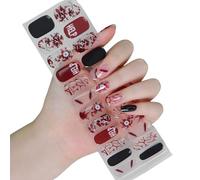 Geles semicurados uñas pegatinas brillan en rayas polacas oscuras Halloween arte dectortion geles semiendurecidos envoltura completa pegatinas de Halloween para mujer