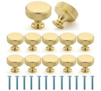 Gelewuld 12 pomos redondos para armario o armario, color dorado, con un tornillo