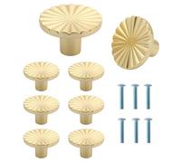 Gelewuld Pomos redondos para gabinete, 6 pomos de cajón, manijas doradas de cocina, tiradores de gabinete vintage con tornillos para armario, armario