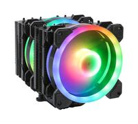 GELID SOLUTIONS Glacier Black RGB - Twin Tower con 6 Power Heatpipes - 2 ventiladores ARGB PWM 120mm - TPD 220W y Plus - Barra de protección AM4 - Negro