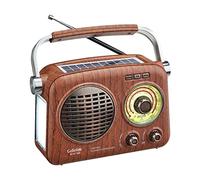 Gelielim Radios portátil AM FM SW, altavoz Bluetooth de radio vintage con sonido cristalino, funciona con batería recargable, radio pequeña retro con panel solar y linterna, regalos para personas
