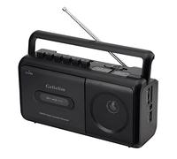 Gelielim Reproductor de casete portátil Boombox AM/FM, reproductor de casettetape grabadora con conector para auriculares, funciona con pilas o enchufe de CA (marrón1)