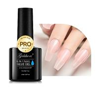 Gelike EC Pegamento De Uñas 6 En 1, Pegamento De Uñas Extra Fuerte Para Puntas De Uñas De Gel Suave, Pegamento De Gel Para Puntas De Uñas Transparentes, Requiere Lámpara Uv 8ml