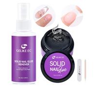 Gelike ec Pegamento Sólido para Uñas y Removedor de Pegamento para Uñas 60 ml: Pegamento de uñas extra fuerte de 15 ml para uñas artificiales Press On Nail y uñas de las manos Gel adhesivo UV de curad