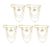 Gelirda 5 elegantes cadenas de borla de mal de ojo, pin de solapa, cuentas de perlas de plástico, broche de cadena de seguridad con colgante de estrella para hacer joyas de bricolaje